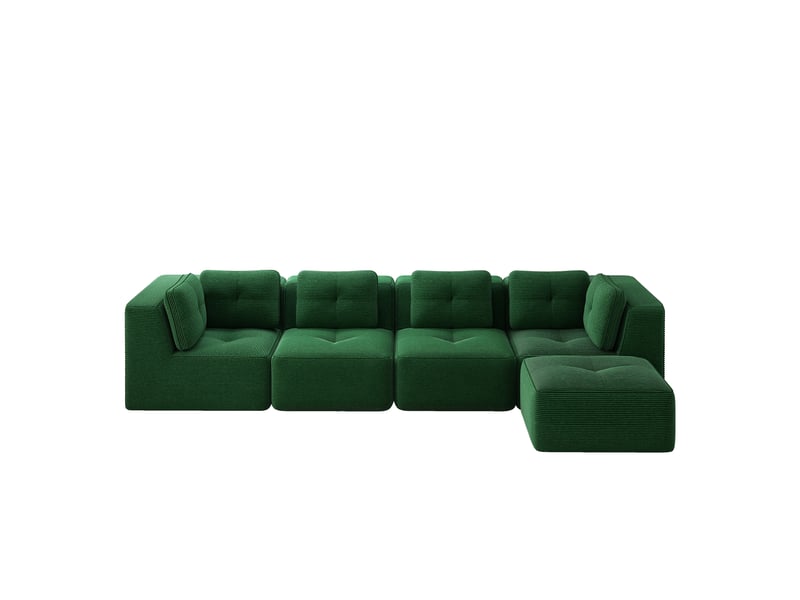  Canapé modulable 4 places vert, canapé d'angle profond en tissu côtelé, confort nuage et structure sans cadre rigide pour salon moderne  - Conforama A