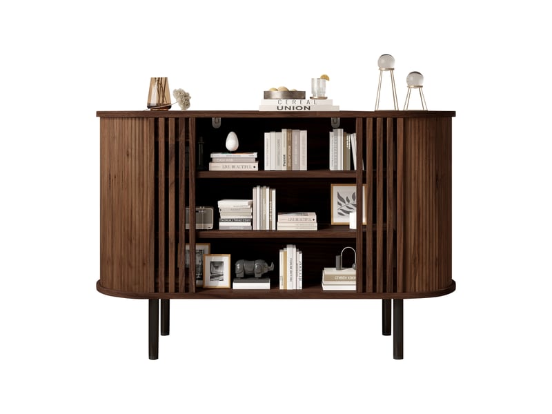  Buffet 120 x 40 x 80 cm – meuble de rangement couleur noyer – design ajouré pratique pour salon et salle à manger -noyer  - Conforama A