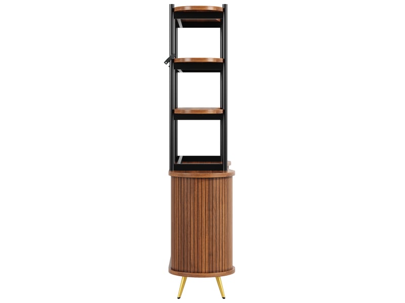  Buffet haut avec rolltüren et étagère - 120 x 40 x 183 cm - bois sombre - vaisselier moderne avec rangement ouvert et pieds dorés  - Conforama A