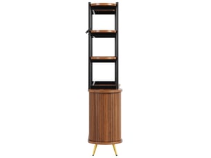 Buffet haut avec rolltüren et étagère - 120 x 40 x 183 cm - bois sombre - vaisselier moderne avec rangement ouvert et pieds dorés