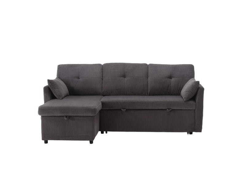  Canapé d’angle convertible 206x108x66 cm modulable avec rangement gris foncé  - Conforama A