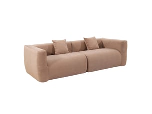 Canapé compressé 4 places en tissu effet laine texturée taupe bolton