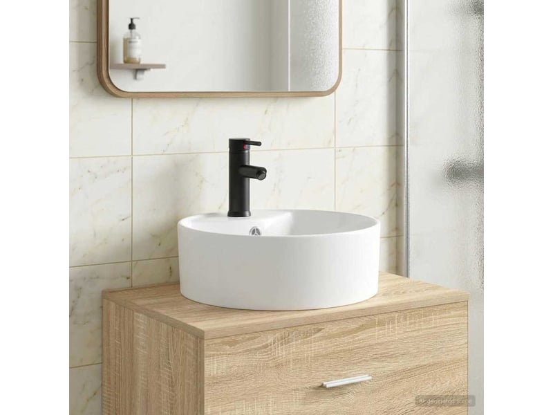  Lavabo avec robinet et évacuation noir mat 40.5x40.5x15 cm  - Conforama B