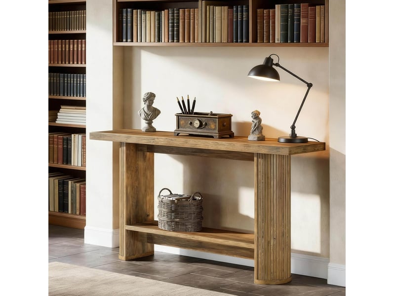  Console étroite 140x30x80 cm moderne marron  - Conforama D