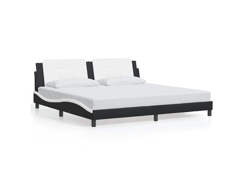 Lit double- lit adulte - cadre de lit sans matelas zadar noir et blanc 200x200 cm similicuir - Conforama A