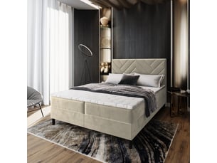 Lit avec rangement 140x200 cm <strong>MASSENO</strong> <strong></strong> coloris beige