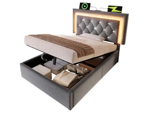 Lit coffre 90x200 cm OKWISH coloris gris