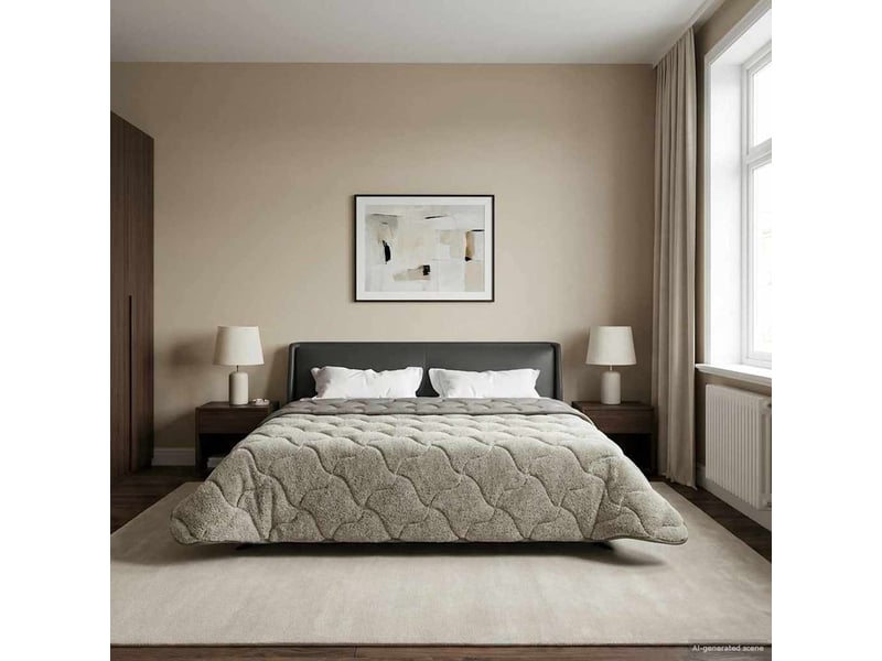  Couette - duvet d'été 200 x 240 cm été gris clair respirant  - Conforama B