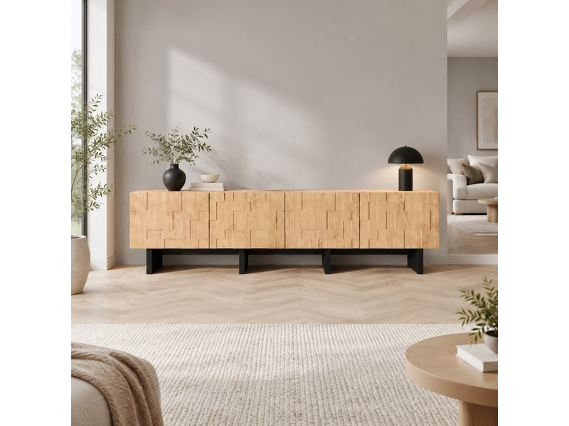  Meuble tv 180 cm 4 portes pour écran jusqu'à 75 pouces evryae  - Conforama D