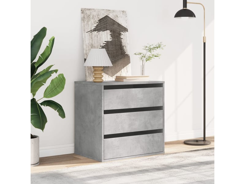  Commode chambre adulte, commode d'angle gris béton 60x41x58 cm bois d'ingénierie  - Conforama C