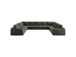Canapé panoramique en u 9 places gris foncé, revêtement chenille, mousse haute élasticité, sans montage, 411 cm