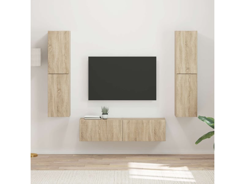  Ensemble meuble tv - banc tv - meuble de rangement 6 pcs chêne sonoma bois d'ingénierie  - Conforama B