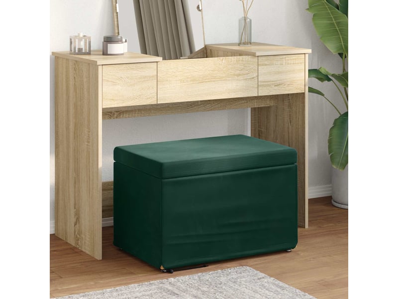 Tabouret bas, ottoman vert foncé 61x41x40 cm velours et bois composite - Conforama B