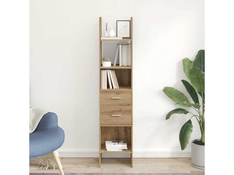 Bibliothèque 2 niveaux, armoire à livres 40 x 35 x 180 cm bois d'ingénierie shl9387 - Conforama B