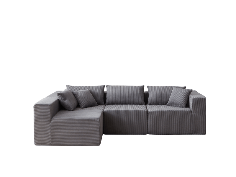 Canapé d'angle modulable 4 places en velours côtelé gris homvra - Conforama A