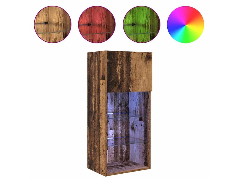  Lot de 2 meuble tv mural, meuble tv suspendu bois ancien bois d'ingénierie shl93522  - Conforama D