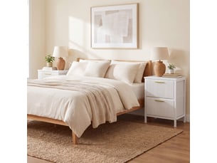 Table de chevet lot de 2 avec 2 tiroirs en velours côtelé, bout de canapé, 39,6 x 30 x 53,2 cm, blanc neige