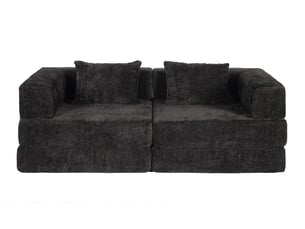 Canapé modulable noir en tissu chenille, canapé-lit de sol convertible avec cadre fixe, sans assemblage, 2 places, pour salon et chambre