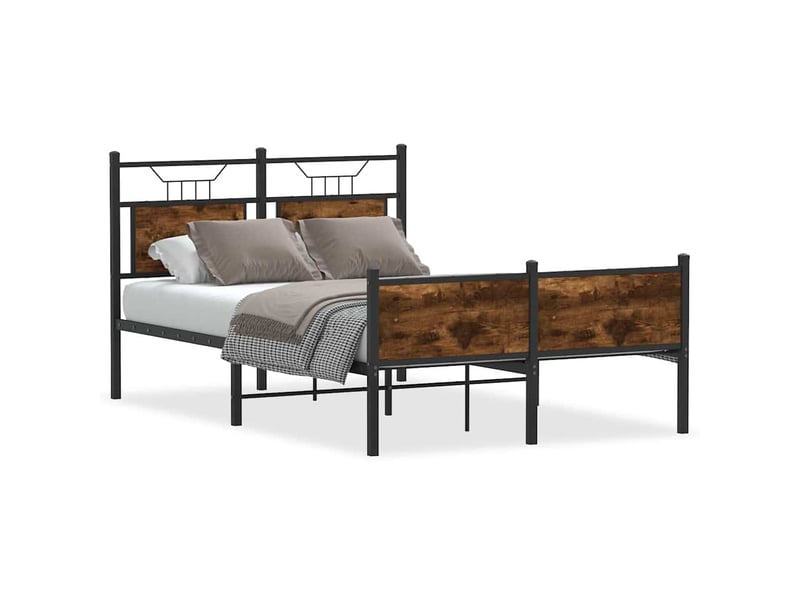  Lit double- lit adulte -  cadre de lit sans matelas chêne fumé 120x190 cm bois ingénierie  - Conforama A