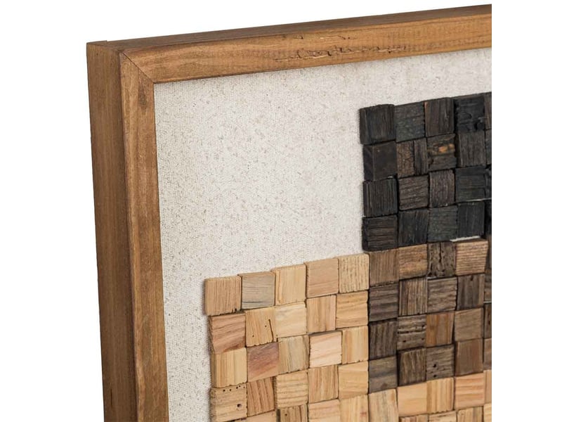 Tableau artisanal en bois recyclé relief beige et noir 42x4x62 cm h - Conforama E