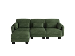 Canapé d'angle gauche fixe <strong>BIQZUYA</strong> <strong></strong> 3 places Tissu Vert