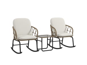Salon de jardin 3 pièces 63x82x75 cm 2 fauteuils à bascule avec table métal jaune