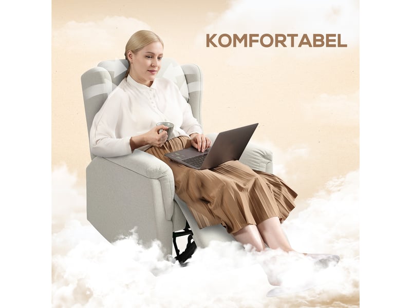  Fauteuil relax beige inclinable à 160°, fauteuil télévision avec repose-pieds, ressorts ensachés pour salon et chambre  - Conforama B
