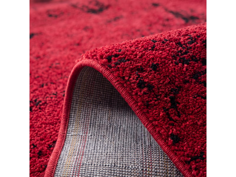  Tapis polypropylène rouge noir 76 x 244 cm  - Conforama D