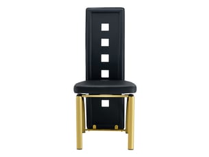 Lot de 2 chaises design européen - motif perforé, cuir pu noir, pieds en métal doré, hauteur 102,5 cm
