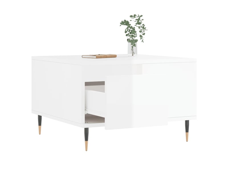  Table basse | table d'appoint salon blanc brillant 55x55x36,5 cm bois d'ingénierie  - Conforama D