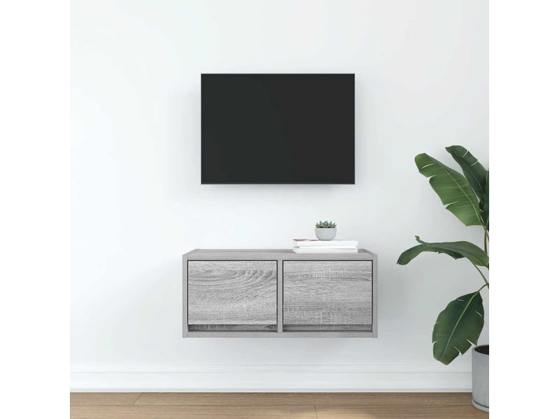  Meuble tv - banc tv - meuble de rangement sonoma gris 60x31x25,5 cm bois d'ingénierie  - Conforama C