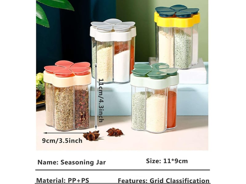  Boîte de rangement à condiments à 5 compartiments, boîte à épices - distributeur d'épices portable, récipient d'assaisonnement  - Conforama B