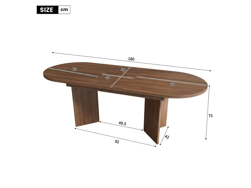 Ensemble table à manger extensible + 6 chaises – 140/180x90 cm – noyer – coins arrondis – plateau épais – chaises dossier rembourré design ergonomique - Conforama C