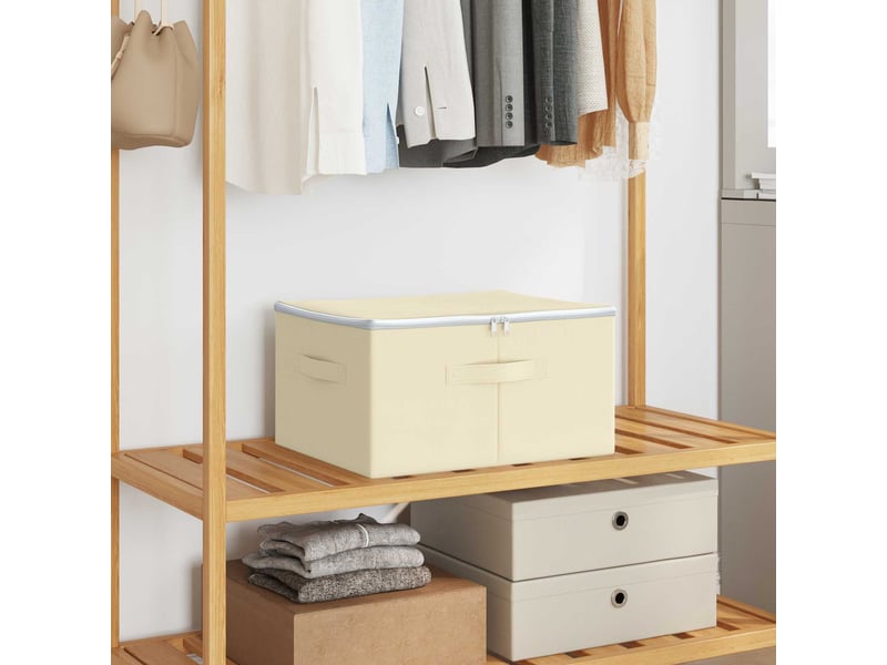  Boîte de rangement tissu intissé 43x34x23 cm 33,6 l crème  - Conforama B