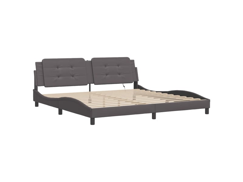 Lit double- lit adulte - cadre de lit avec led sans matelas zadar gris 200x200 cm - Conforama B