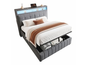 Lit coffre 140x200 cm STILVORA coloris gris