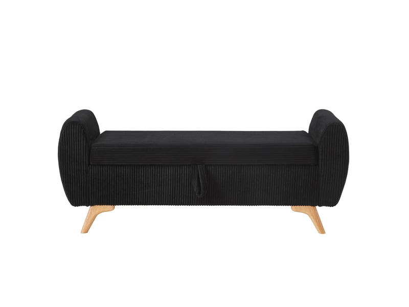  Banquette de rangement pliable 145 x 51 x 57 cm noire en velours côtelé, pieds en bois, chambre et salon  - Conforama A