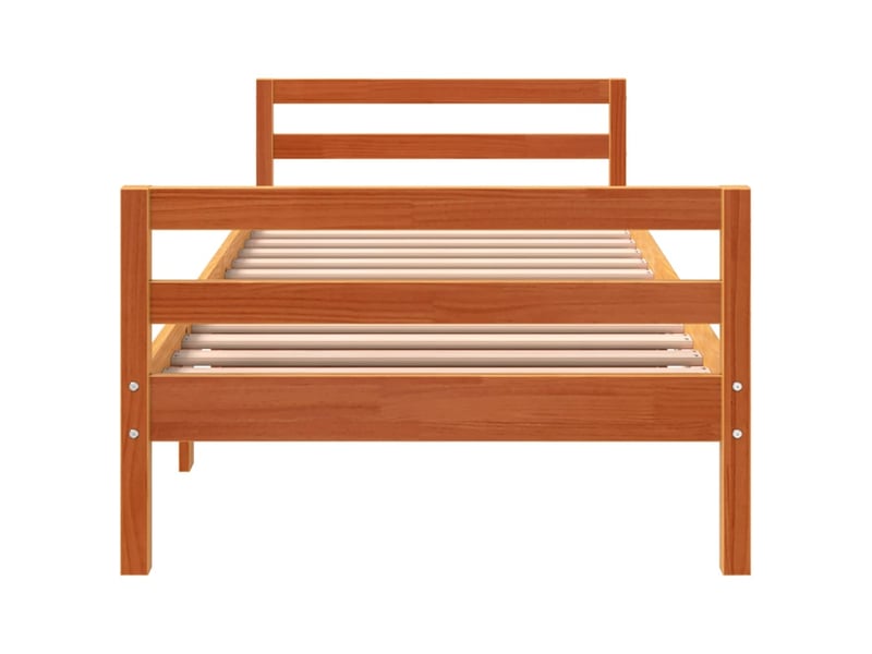  Lit simple- lit adulte -  cadre de lit sans matelas  marron 80x200 cm bois pin massif  - Conforama C