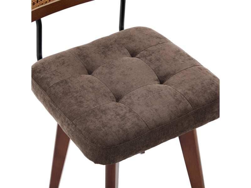  Lot de 2 chaises pivotantes 360° 43x50x77 cm en chenille marron chicfurn  - Conforama E