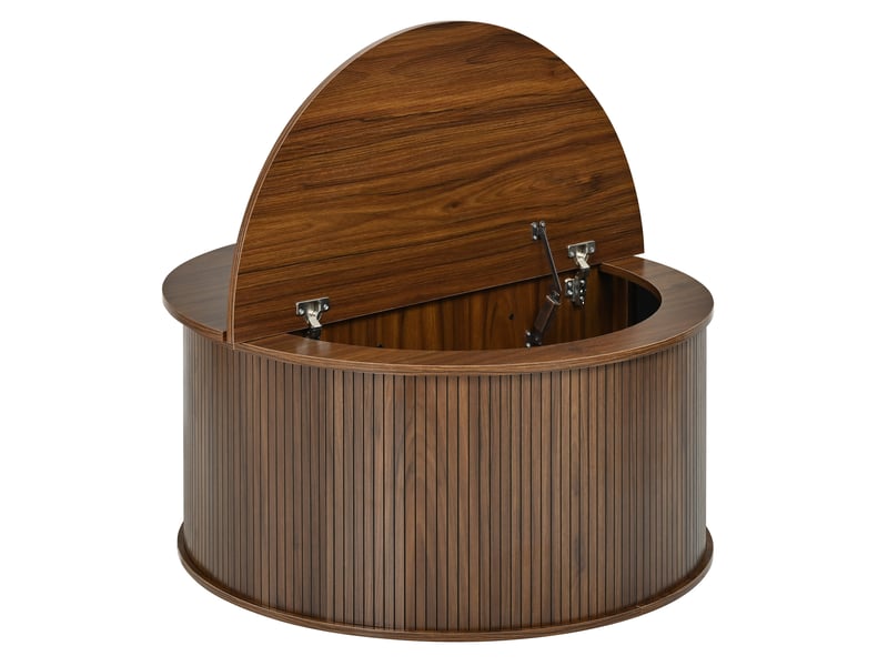  Table basse relevable ronde 88 cm – noyer – plateau réglable avec rangement intégré en mdf pour salon  - Conforama D