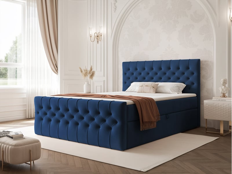  Lit adulte jolie - 120x200 cm - avec matelas à ressorts - coffre de rangement à ouverture latérale - bleu JOLIE - Conforama B