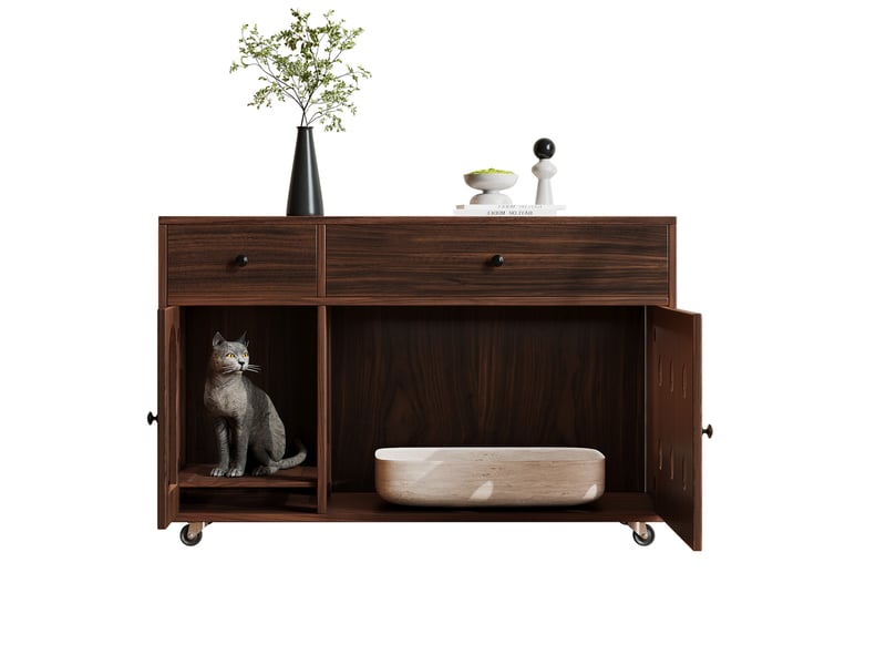  Meuble cache-litière avec rangement, maison de toilette discrète, noyer, 100 x 45 x 66 cm, mdf Fay Lum - Conforama A