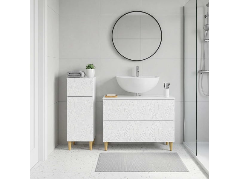 Ensemble de 2 meubles de salle de bain delft blanc brillant cf63106  - Conforama B