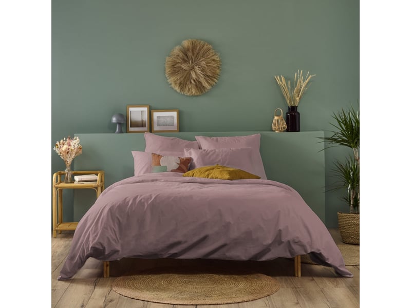  Housse de couette unie 220x240cm percale lilas Fabriqué en France - Conforama C