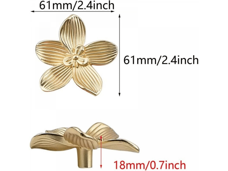  Poignées pour meubles - pour tiroirs, armoires - laiton - 6 pièces - 61*61*18 mm - doré  - Conforama B