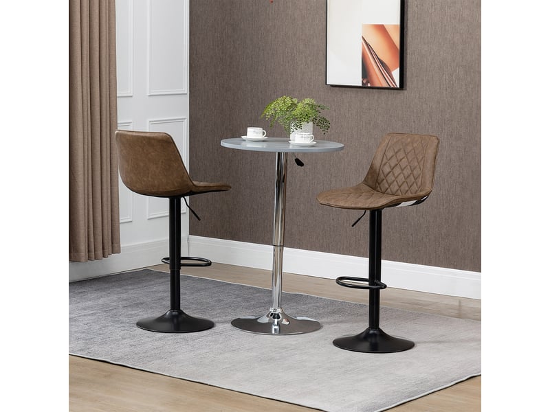  Lot de 2 tabourets de cuisine hauts à hauteur réglable et assise pivotante, 46,5 x 51 x 86-106 cm, marron  - Conforama D