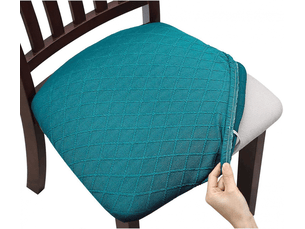 Housses de chaises élastiques en jacquard, housses de chaises à motif gaufré, housses de chaises de salle à manger bleu œuf de canard, 6 pièces par