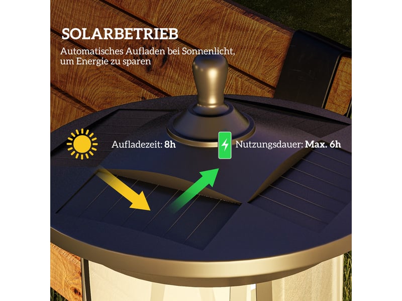 Lampadaire solaire de jardin led,meulva,17x17x127 cm,détecteur de luminosité,abs,noir  - Conforama E