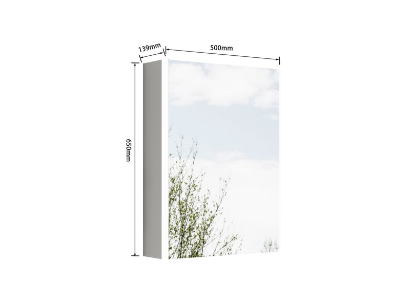  Meuble miroir salle de bain mural 50cm blanc led, prise fr, 1 porte, préassemblé  - Conforama C