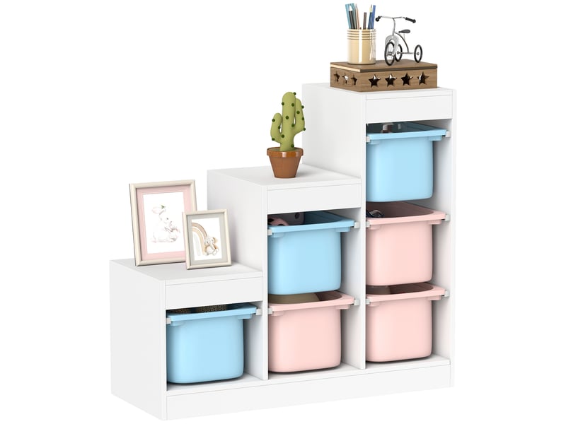  Meuble de rangement pour jouets 3 niveaux 3-8 ans bleu clair rose  - Conforama A